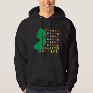 Garden State NJ Pretty Flowers New Jersey Map Grap Hoodie