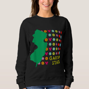 Garden State NJ Pretty Flowers New Jersey Map Grap Sweatshirt