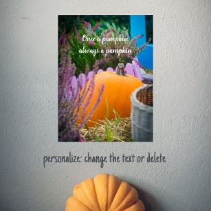 Garden still life with an orange pumpkin poster