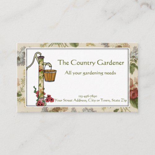 Garden Store with Hand Pump Oak Bucket  Flowers Business Card
