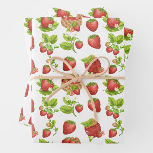 Garden Strawberries and Strawberry Jam Wrapping Paper Sheets