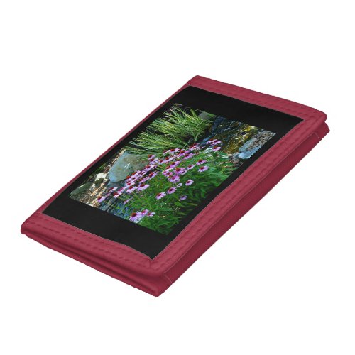 Garden Stream with Purple Coneflowers Trifold Wallet
