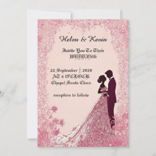 🌸 Garden Style Floral Frame Elegant Silhouette Invitation
