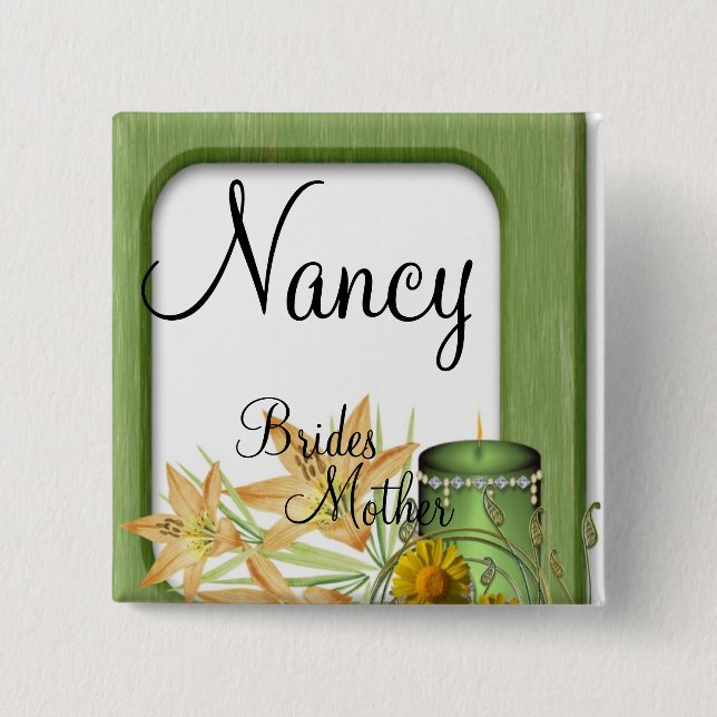 Garden Stylish Classy Brides Mother Wedding Pinback Button (Front)