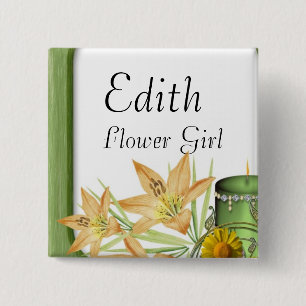 Garden Stylish Classy Flower Girl  Wedding Button