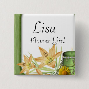 Garden Stylish Classy Flower Girl Wedding Pinback Button