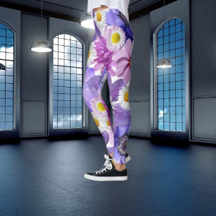 Garden, Stylish Leggings purple Colorful Flower