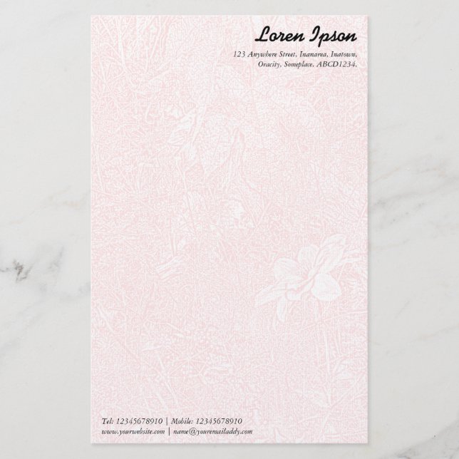 Garden - Subtle Pink Stationery (Front)