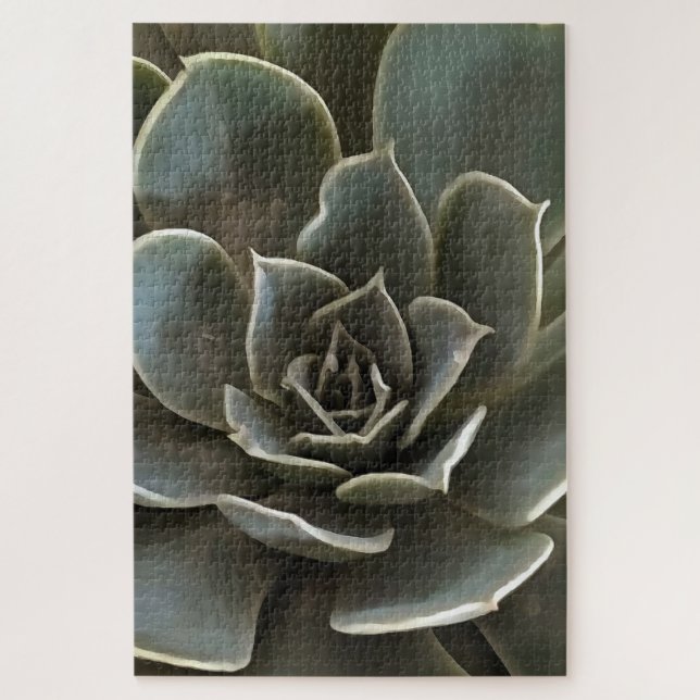 Garden Succulent Green Gray Tones Realistic Art Jigsaw Puzzle (Vertical)