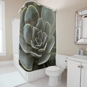 Garden Succulent Green Gray Tones Realistic Art Shower Curtain
