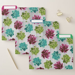 Garden Succulents & Wood Planks File Folder