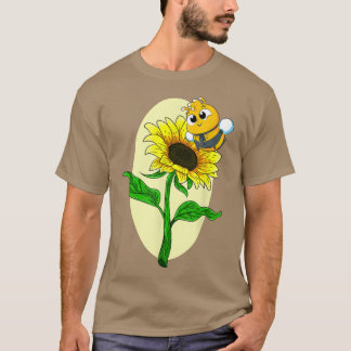 Garden Sunflower Cute Bee Yellow Flower Hippie Sun T-Shirt