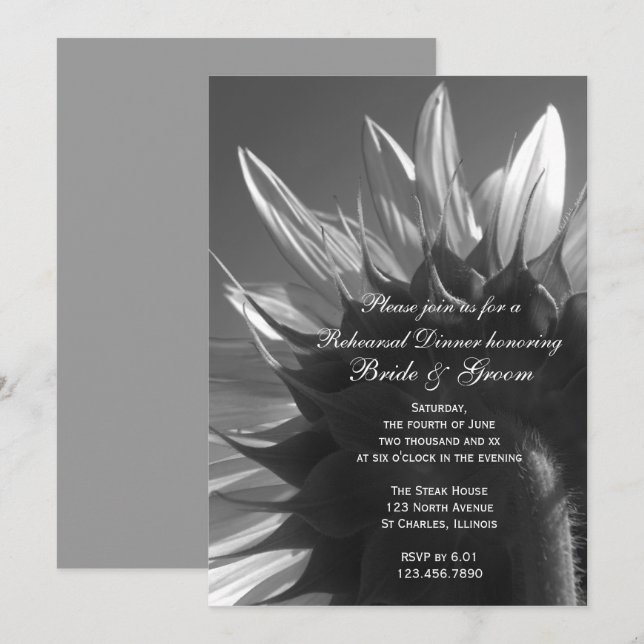 Garden Sunflower Wedding Rehearsal Dinner Invitation (Front/Back)