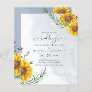 Garden Sunflowers Blue Rustic Boho Wedding