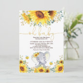 Garden Sunflowers Elephant Neutral Baby Shower Invitation (Standing Front)