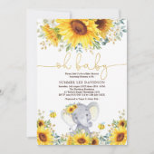 Garden Sunflowers Elephant Neutral Baby Shower Invitation (Front)