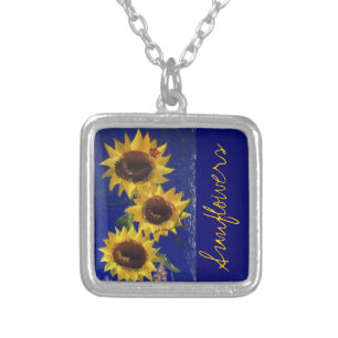 "Garden Sunflowers" necklace; RhubarbStreet Silver Plated Necklace