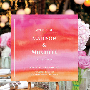 Garden Sunrise Pink Orange Watercolor Wedding Invitation
