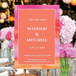 Garden Sunrise Pink Orange Watercolor Wedding Invitation