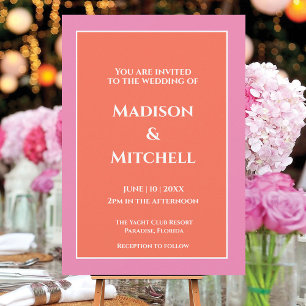 Garden Sunrise Pink Orange Watercolor Wedding Invitation