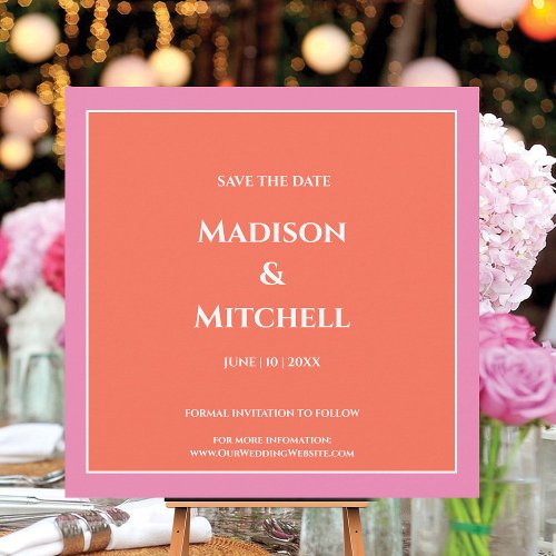 Garden Sunrise Pink Orange Watercolor Wedding Invitation