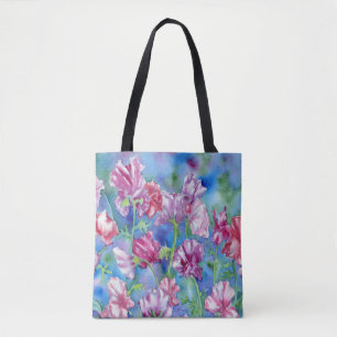 "Garden Sweet Peas" Shoulder Tote Bag