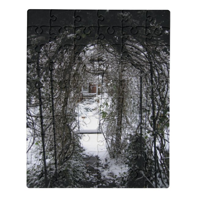 Garden swing in winter jigsaw puzzle (Puzzle Vertical)