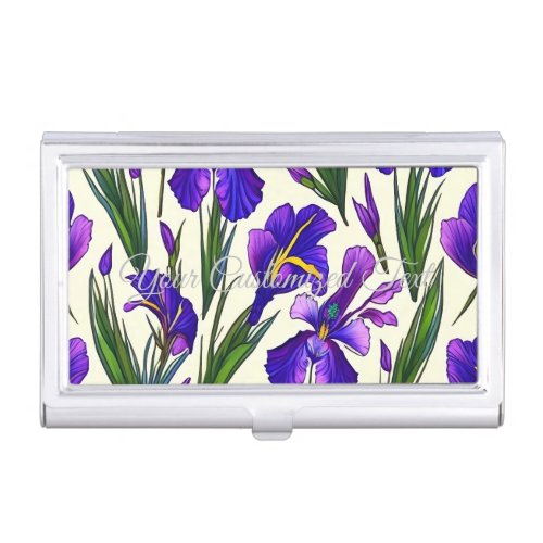 Garden Symphony Iris Floral Pattern Business Card Case