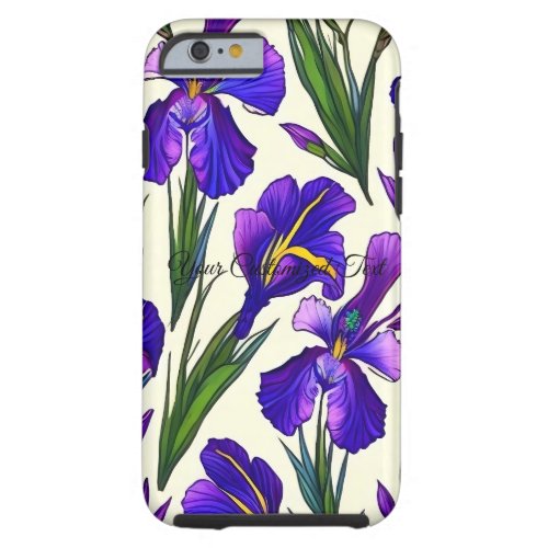 Garden Symphony Iris Floral Pattern Tough iPhone 6 Case