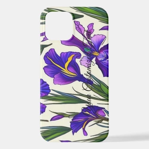 Garden Symphony Iris Floral Pattern iPhone 12 Case