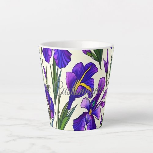 Garden Symphony Iris Floral Pattern Latte Mug