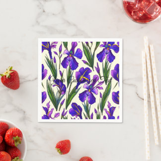Garden Symphony: Iris Floral Pattern Napkins