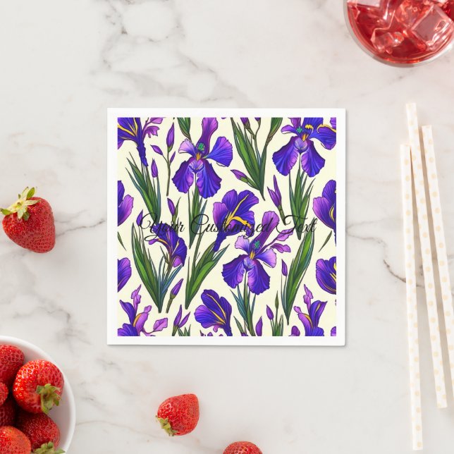 Garden Symphony: Iris Floral Pattern Napkins (Insitu)