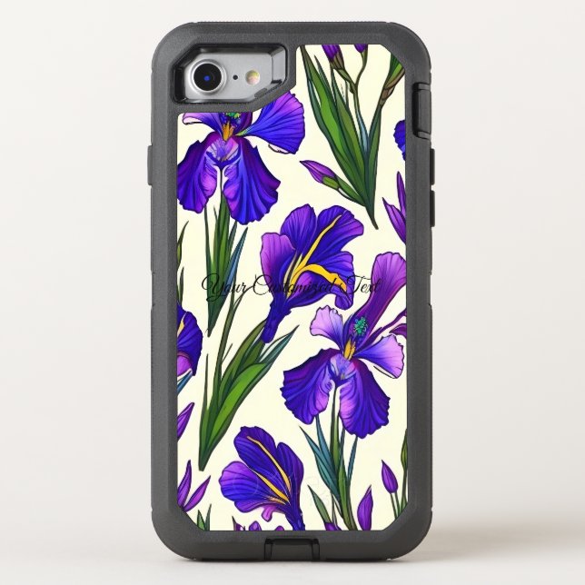 Garden Symphony: Iris Floral Pattern Otterbox iPhone Case (Back)