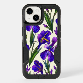Garden Symphony: Iris Floral Pattern OtterBox iPhone 14 Case