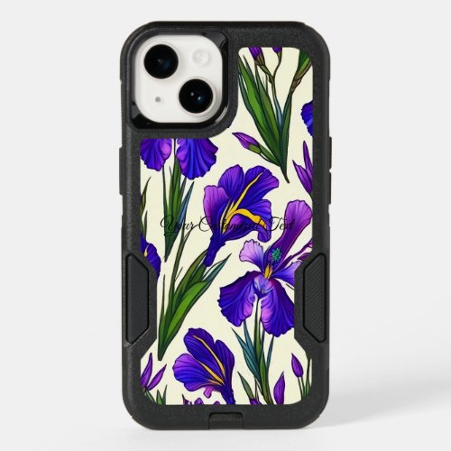 Garden Symphony Iris Floral Pattern OtterBox iPhone 14 Case