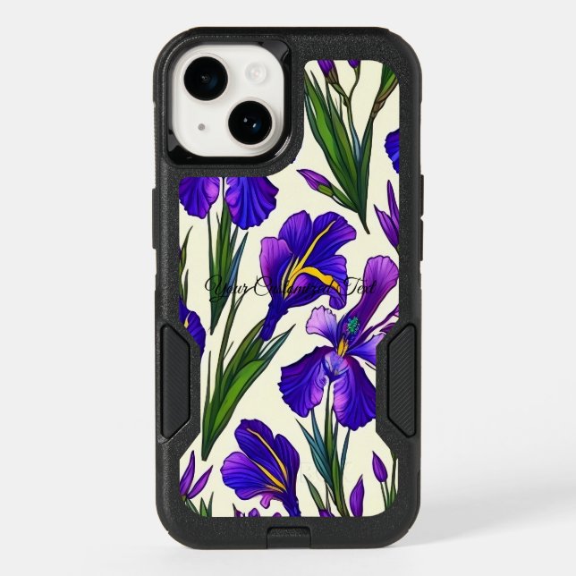 Garden Symphony: Iris Floral Pattern Otterbox iPhone Case (Back)