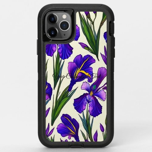 Garden Symphony Iris Floral Pattern OtterBox Defender iPhone 11 Pro Max Case