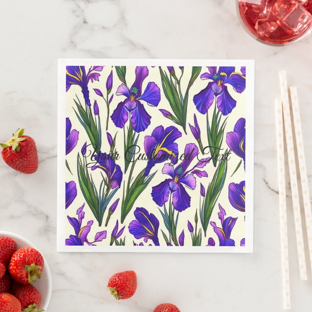 Garden Symphony: Iris Floral Pattern Paper Dinner Napkins (Insitu)