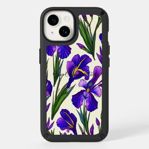 Garden Symphony Iris Floral Pattern Speck iPhone 14 Case