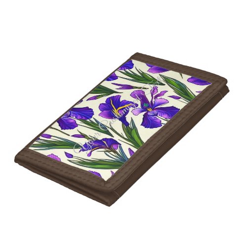 Garden Symphony Iris Floral Pattern Trifold Wallet