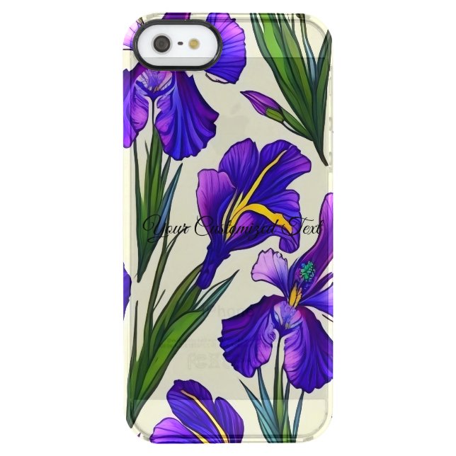 Garden Symphony: Iris Floral Pattern Uncommon iPhone Case (Back)
