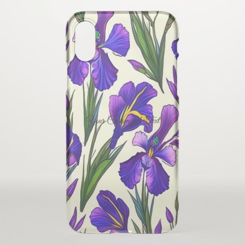 Garden Symphony Iris Floral Pattern iPhone XS Case