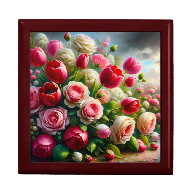 “Garden Symphony: Raindrops on Roses and Tulips" Gift Box (Front)