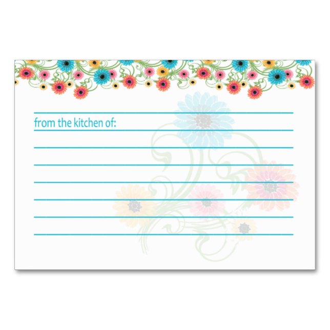 Garden Tea Colorful Flowers Recipe Card (Front)