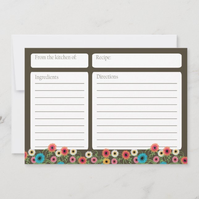 Garden Tea Floral 5x7 Recipe Card (Front)