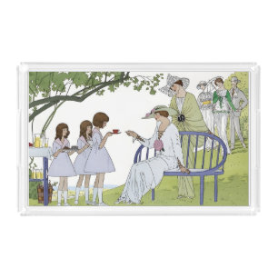Garden tea party acrylic tray