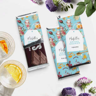 Garden Tea Party Bridal Shower Blue Floral Pattern Hershey Bar Favors