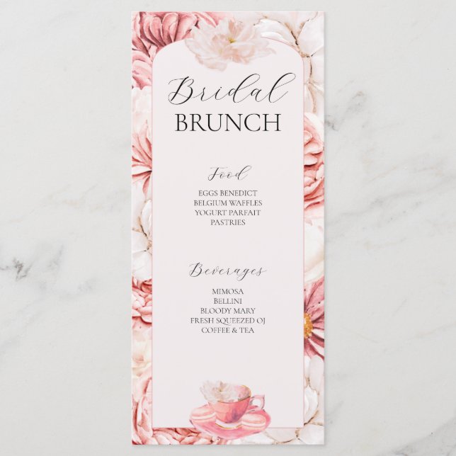 Garden Tea Party Bridal Shower Menu (Front)