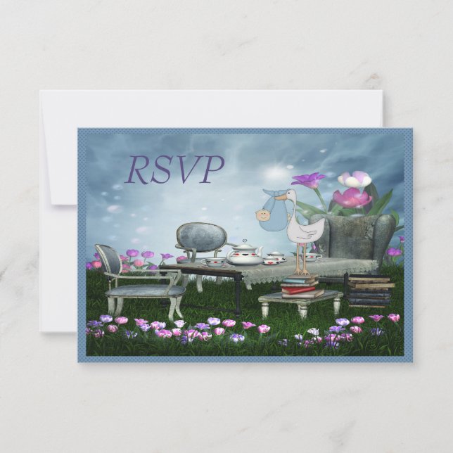 Garden Tea Party Bring a Book RSVP Baby Shower (Front)